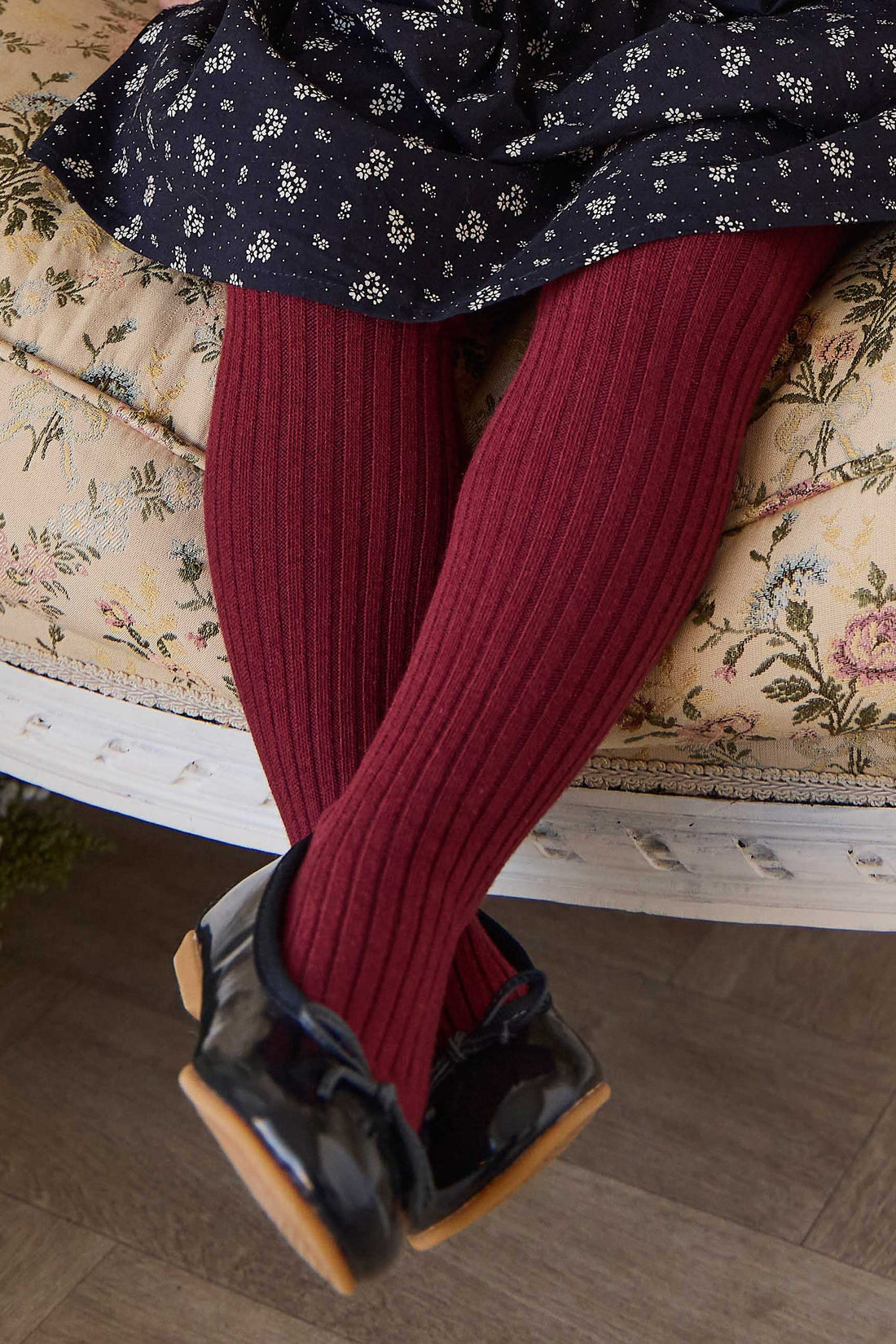 Ribbed Tight - Burgundy Childrens Tights from Jamie Kay Australia