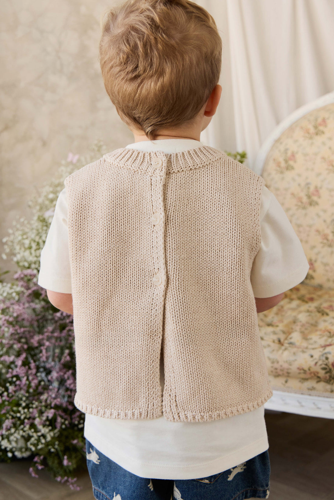 Drew Knit Vest - Vintage Linen Childrens Vest from Jamie Kay Australia