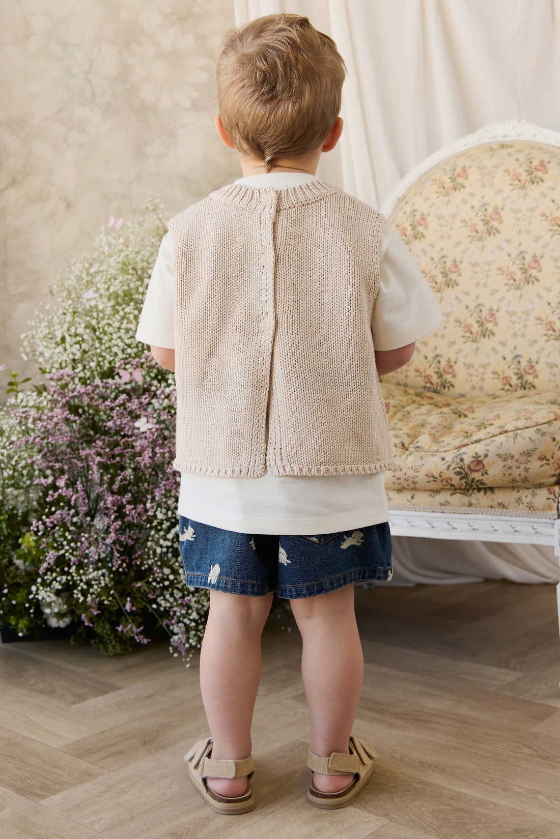 Drew Knit Vest - Vintage Linen Childrens Vest from Jamie Kay Australia
