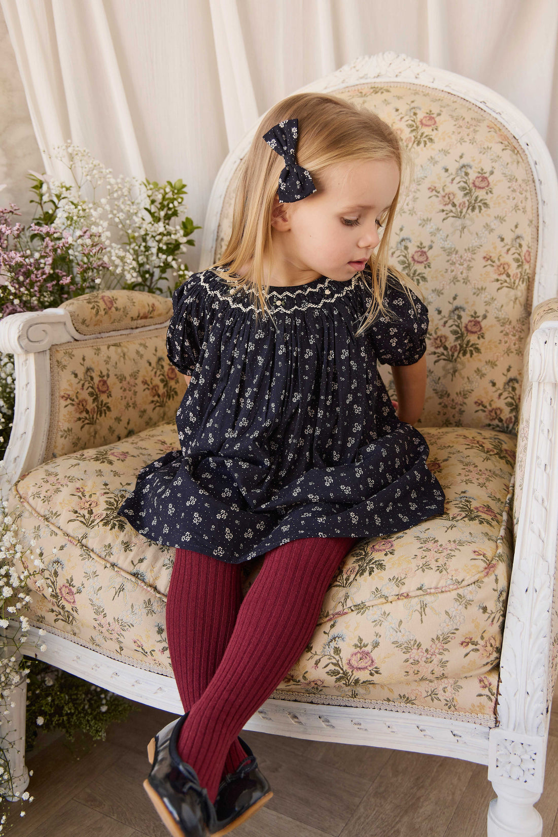 Ribbed Tight - Burgundy Childrens Tights from Jamie Kay Australia
