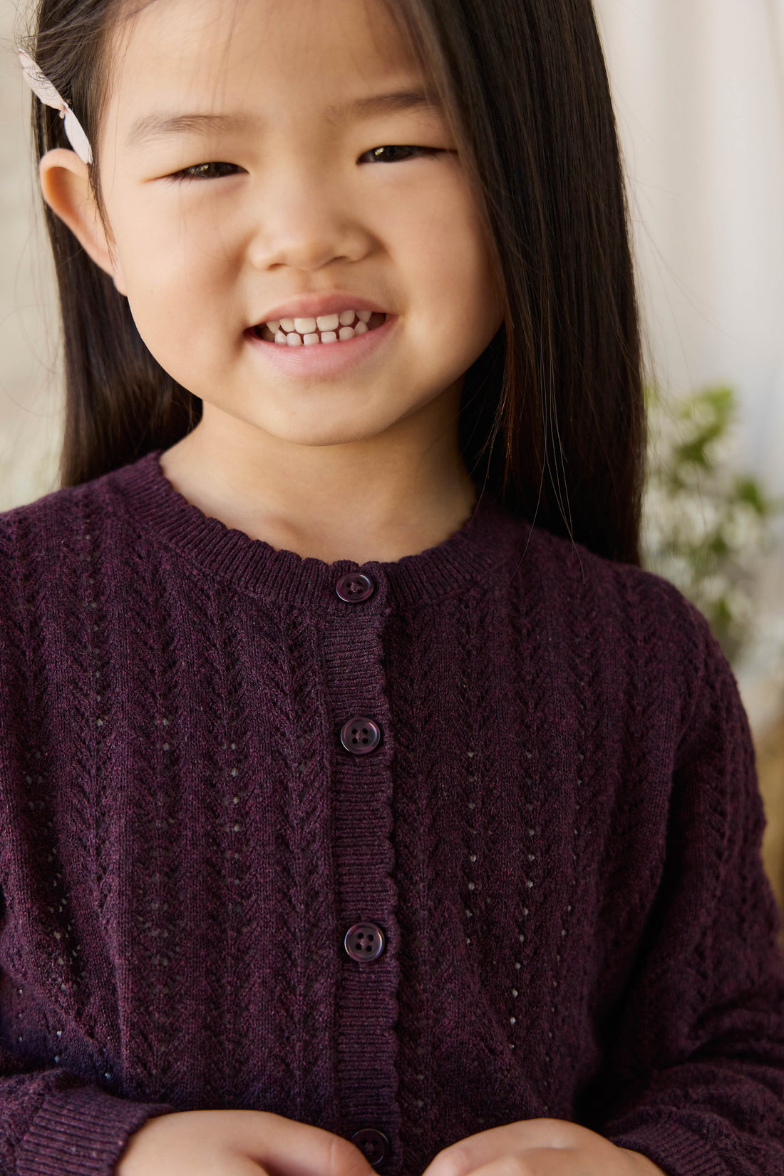 Maxine Knitted Cardigan - Blackcurrant Childrens Cardigan from Jamie Kay Australia