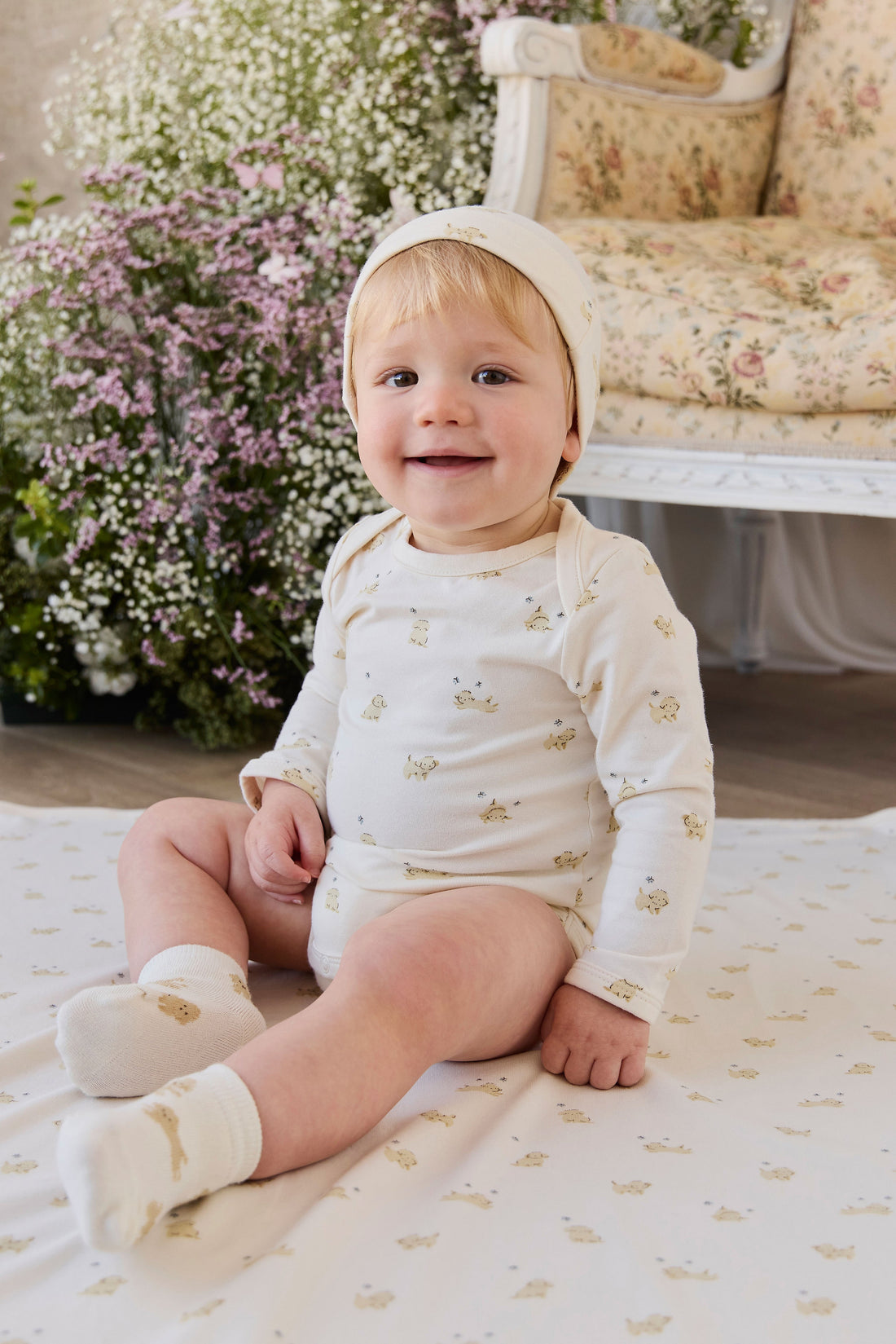 Organic Cotton Cassius Long Sleeve Bodysuit - Playful Honey Childrens Bodysuit from Jamie Kay Australia