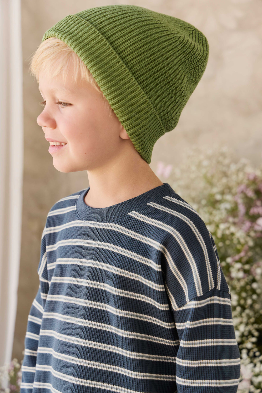 Organic Cotton Waffle Leith Long Sleeve Top - Dreamer Stripe Captain Childrens Top from Jamie Kay Australia