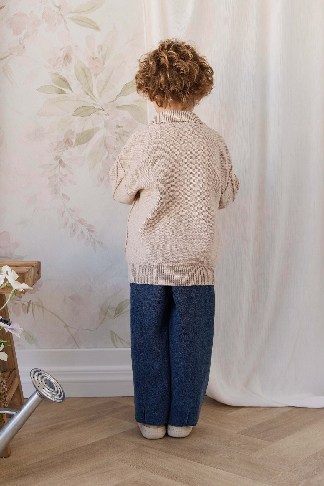 Simon Zip-Up Cardigan - Wheat Childrens Cardigan from Jamie Kay Australia