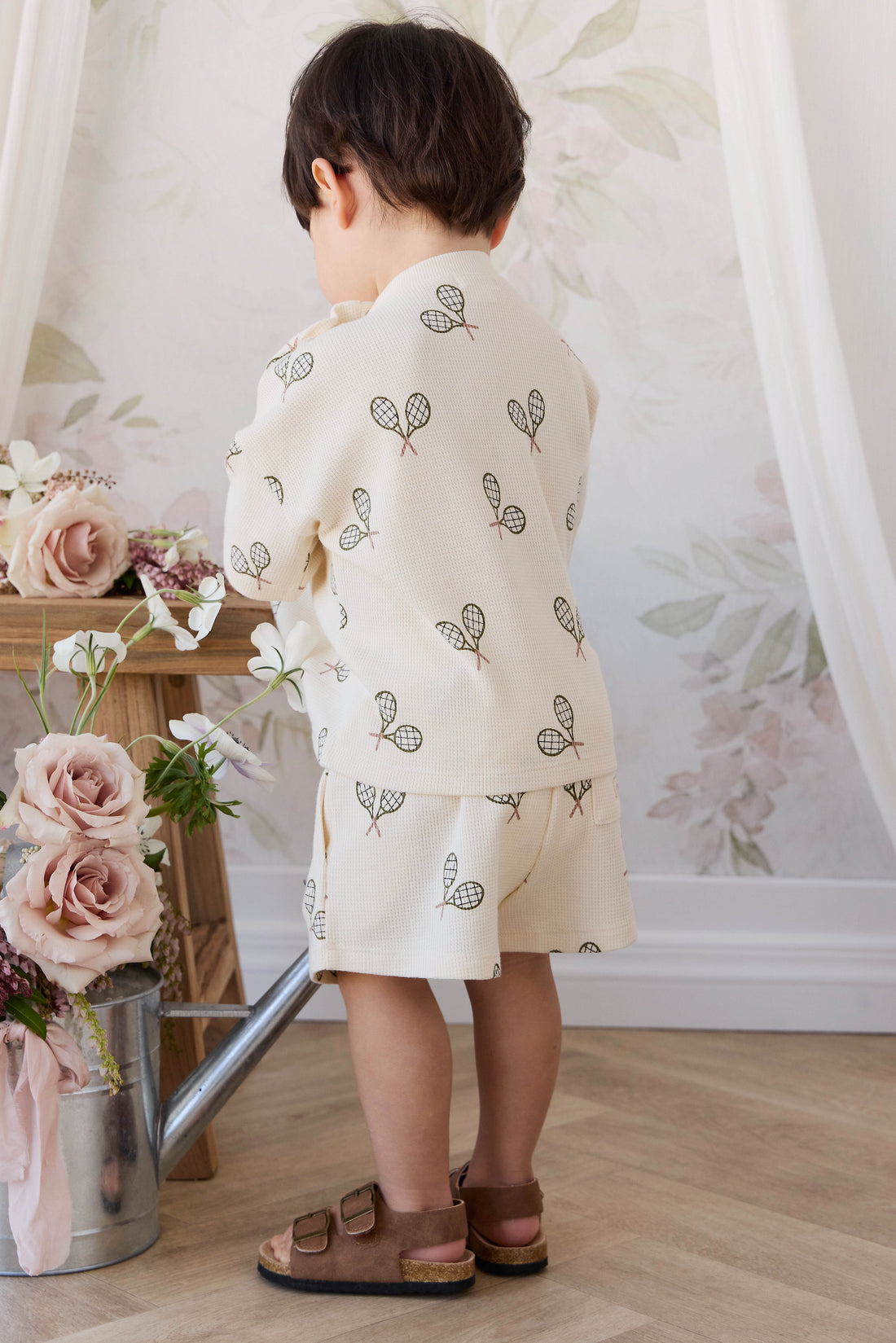 Organic Cotton Waffle Leith Tee - Racquet Tofu Childrens Top from Jamie Kay Australia