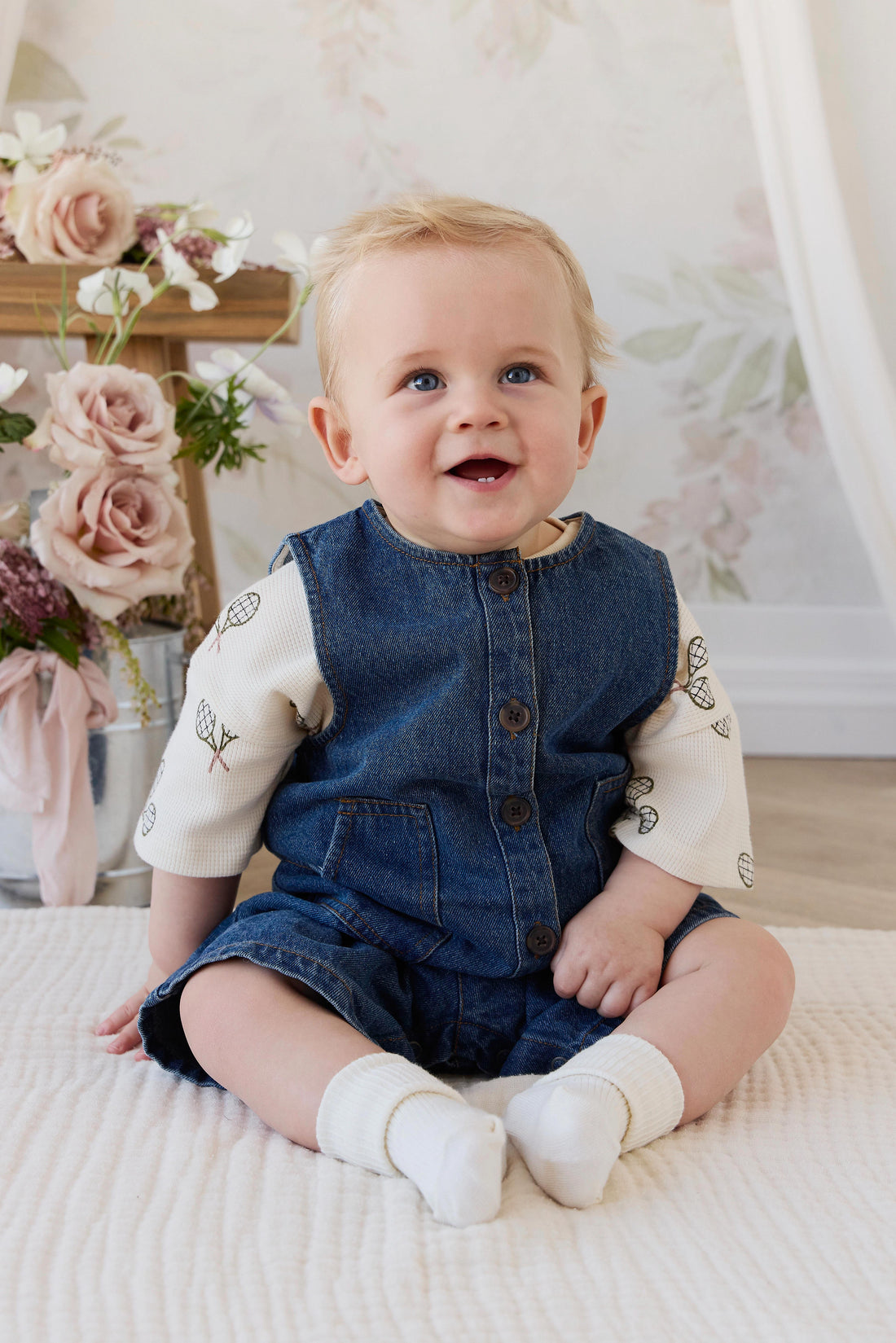 Sorrel Playsuit - Classic Wash Denim Childrens Playsuit from Jamie Kay Australia