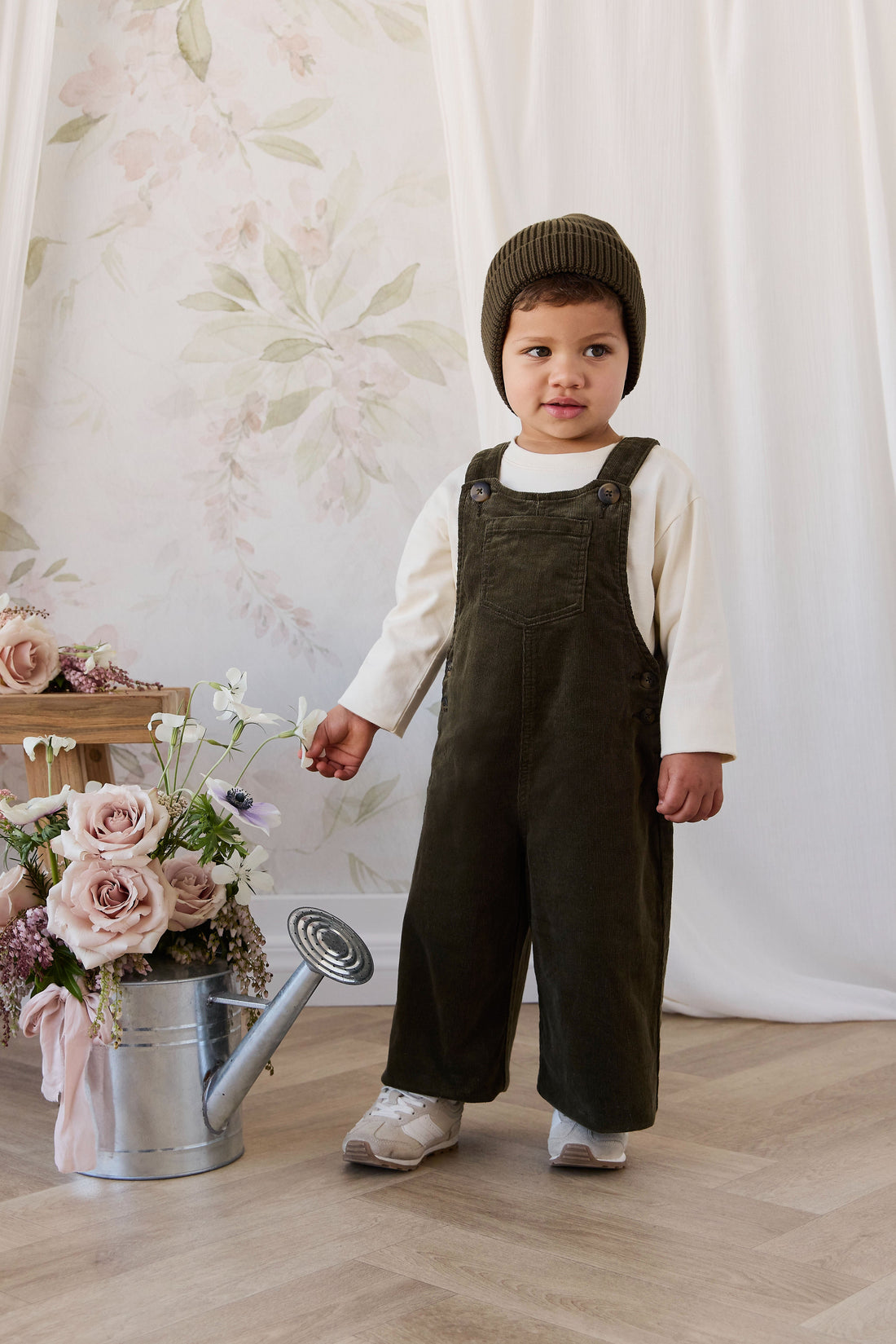 Walton Overall - Deep Olive Childrens Overall from Jamie Kay Australia