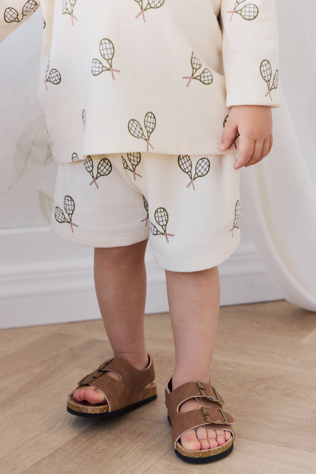 Organic Cotton Waffle Leith Short - Racquet Tofu Childrens Shorts from Jamie Kay Australia