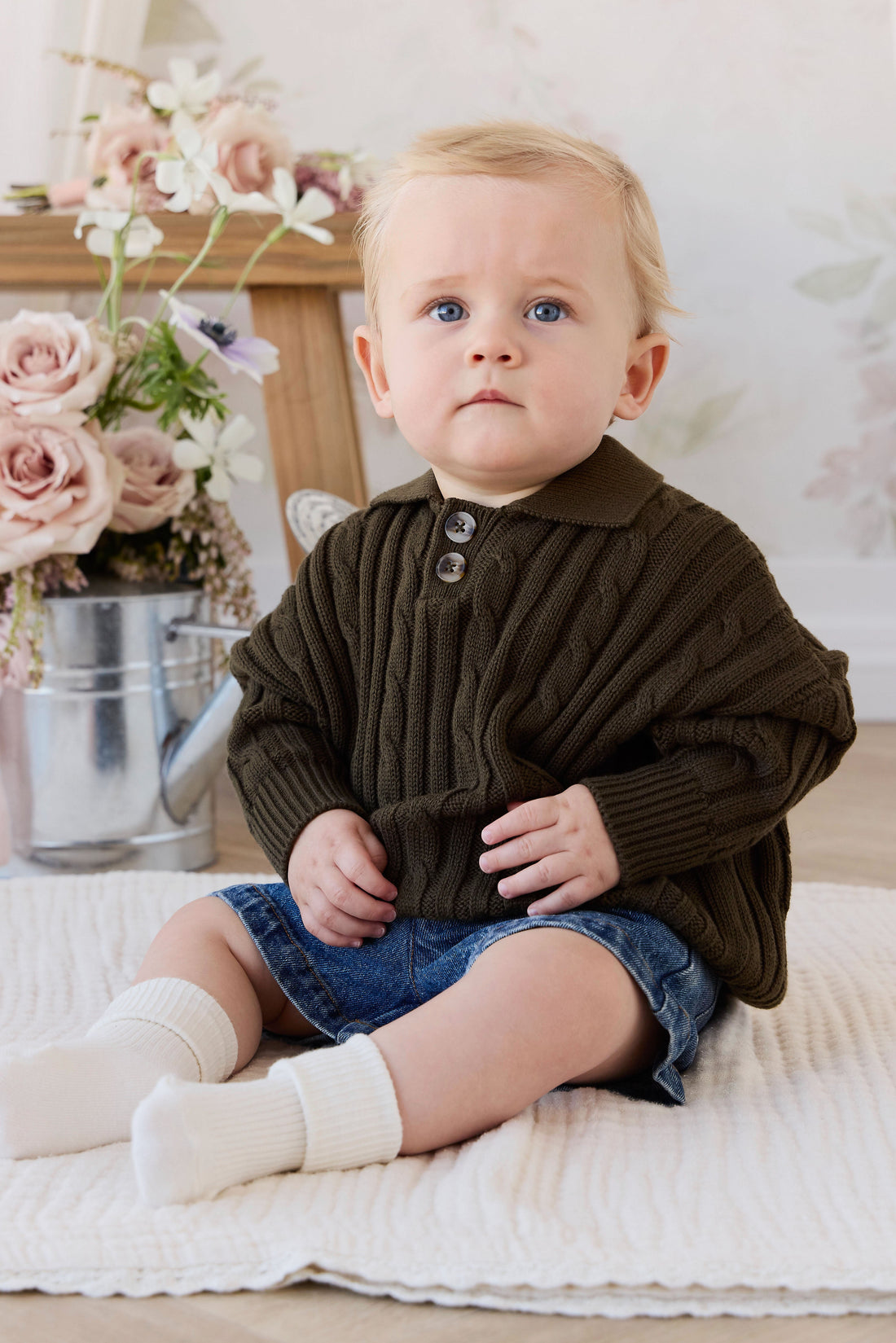 Classic Rib Sock - Cloud Childrens Socks from Jamie Kay Australia