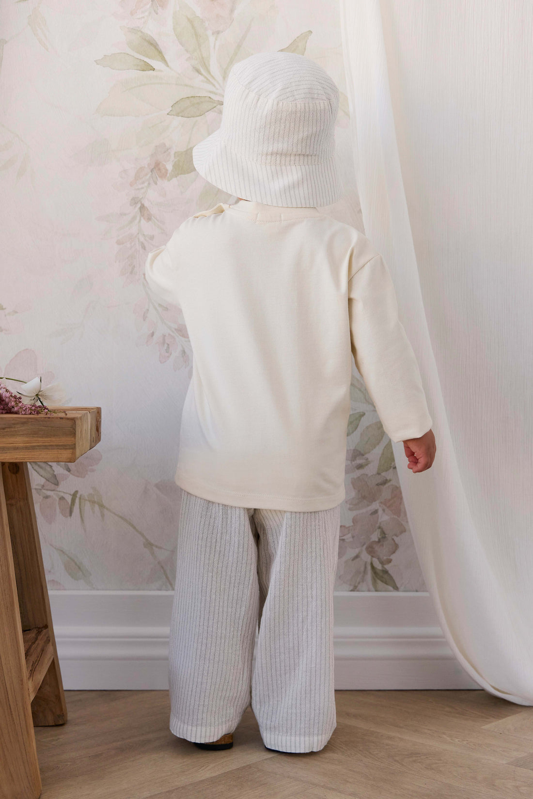 Organic Cotton Winslow Pant - Mini Pinstripe Cloud / Duck Egg Blue Childrens Pants from Jamie Kay Australia
