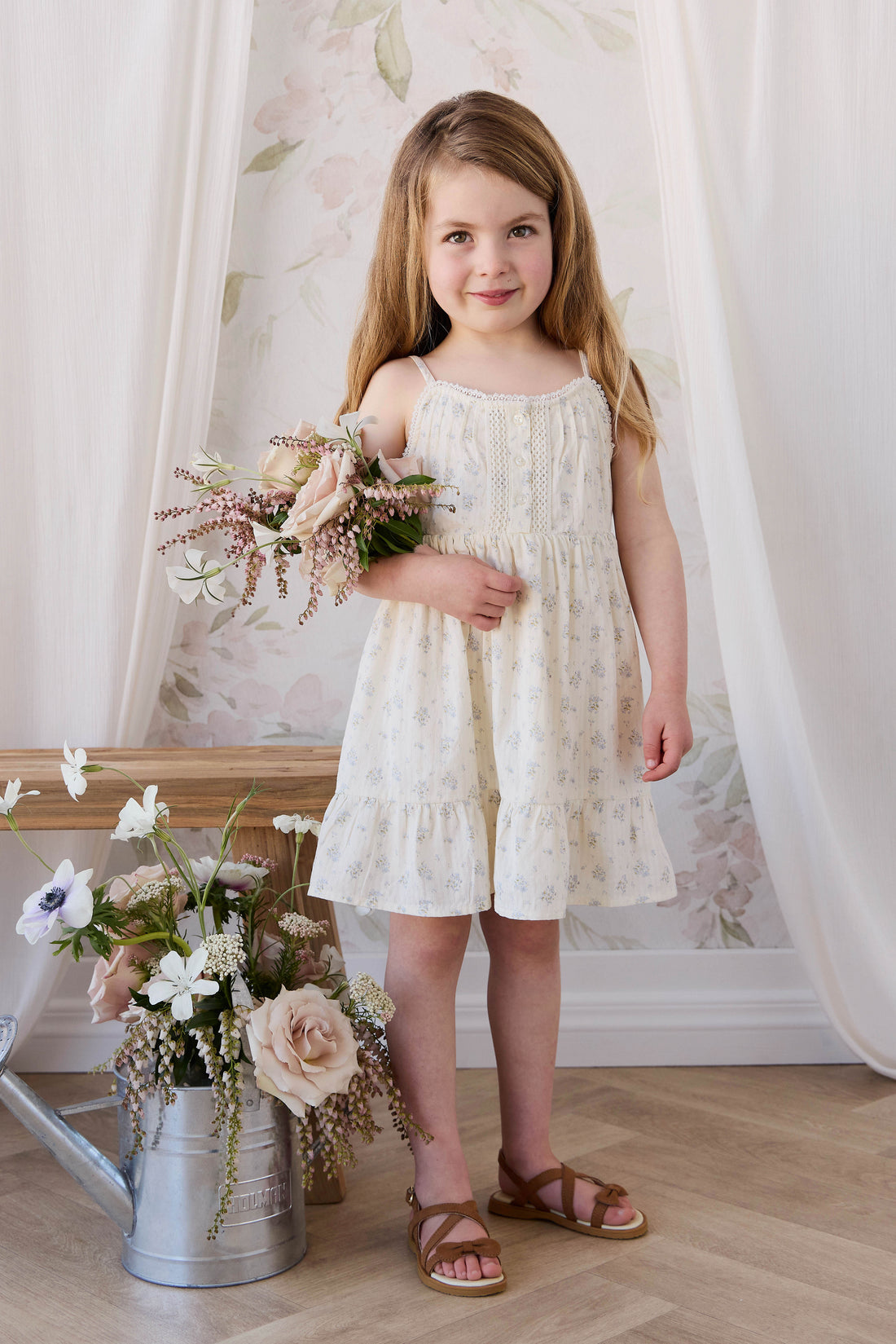 Organic Cotton Elka Dress - Justine Vanilla Sky Childrens Dress from Jamie Kay Australia