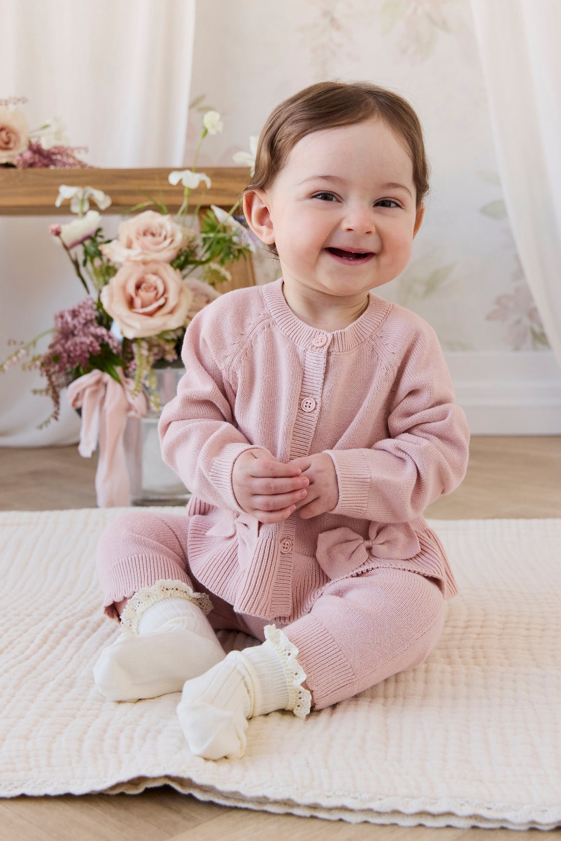 Lyla Cardigan - Shell Pink Childrens Cardigan from Jamie Kay Australia