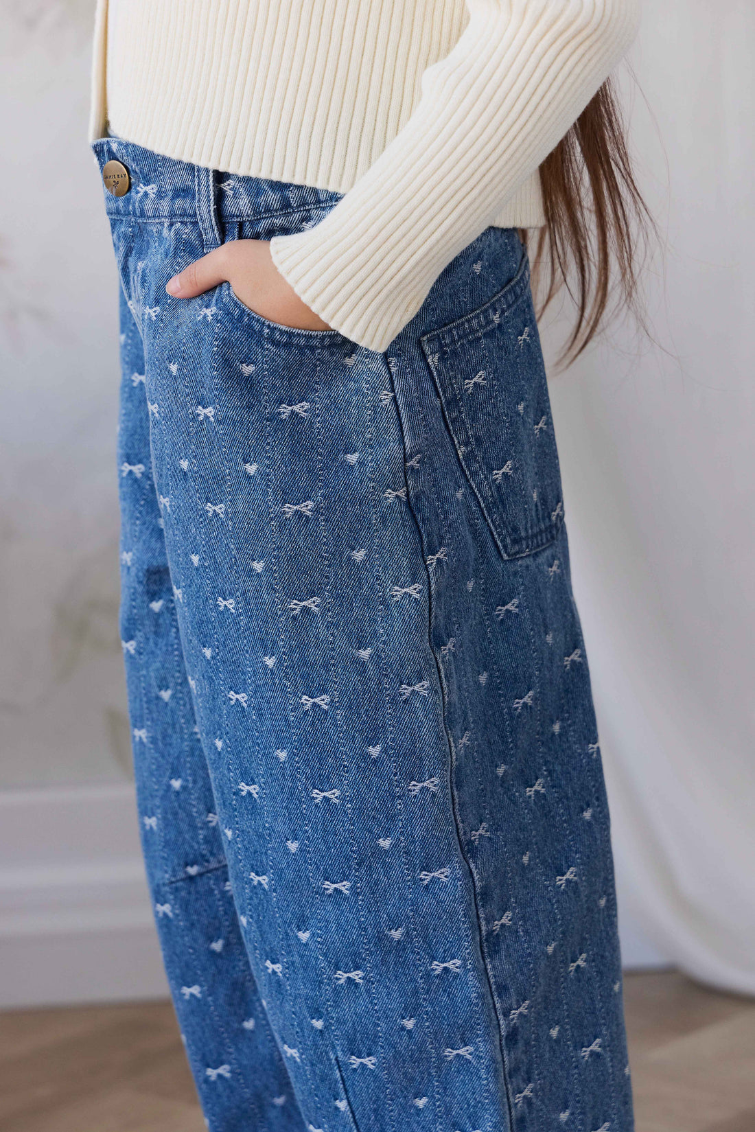 Sierra Pant - Amour Bows Denim Childrens Pants from Jamie Kay Australia