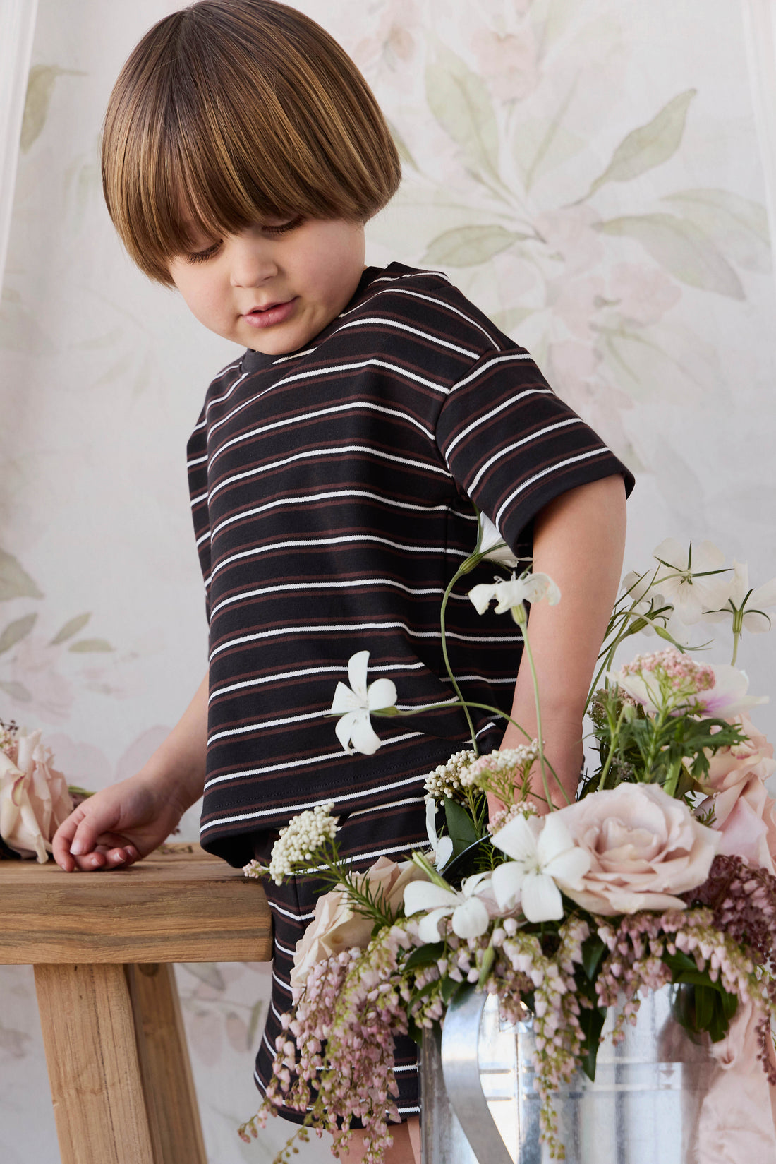 Pima Cotton Edward Tee - Courtside Stripe Childrens Top from Jamie Kay Australia