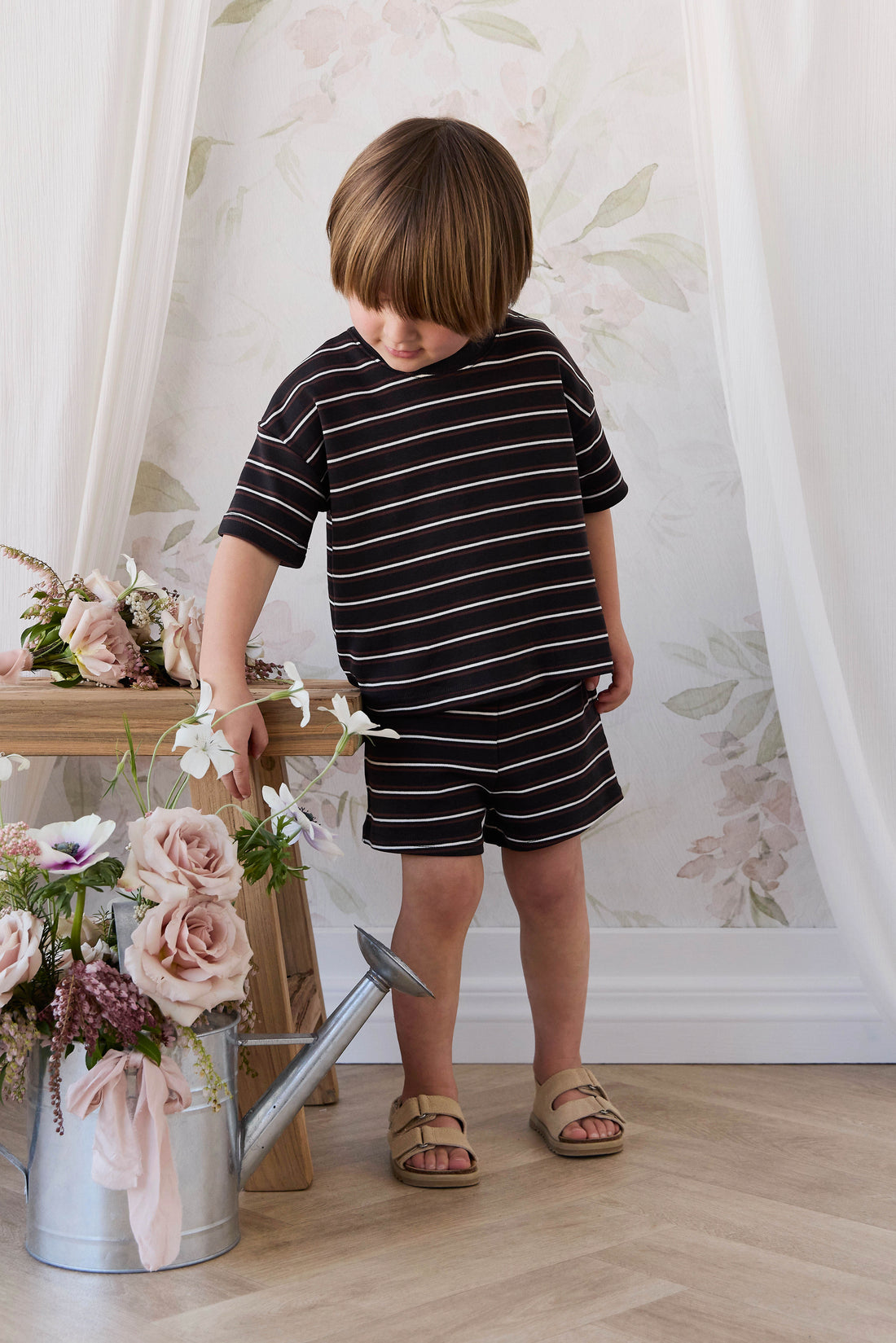 Pima Cotton Edward Tee - Courtside Stripe Childrens Top from Jamie Kay Australia