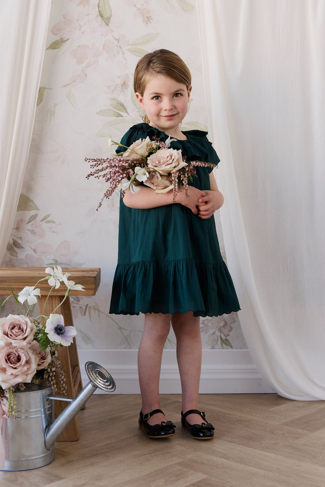 Organic Cotton Calianna Dress - Deep Fern Childrens Dress from Jamie Kay Australia