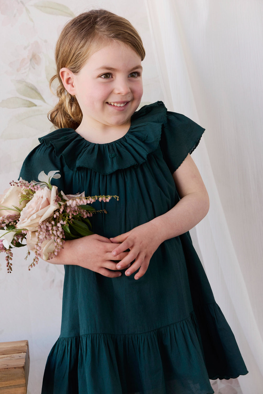 Organic Cotton Calianna Dress - Deep Fern Childrens Dress from Jamie Kay Australia