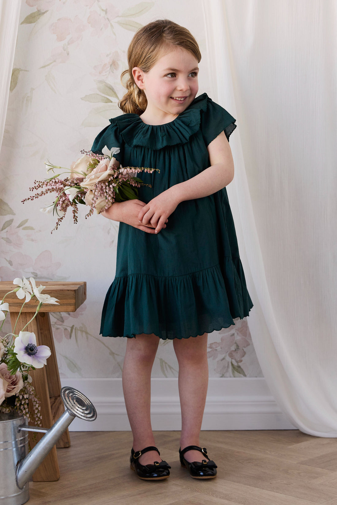 Organic Cotton Calianna Dress - Deep Fern Childrens Dress from Jamie Kay Australia