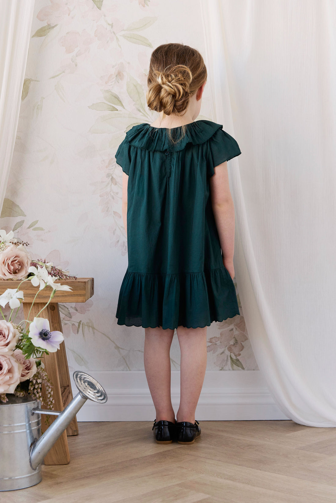 Organic Cotton Calianna Dress - Deep Fern Childrens Dress from Jamie Kay Australia