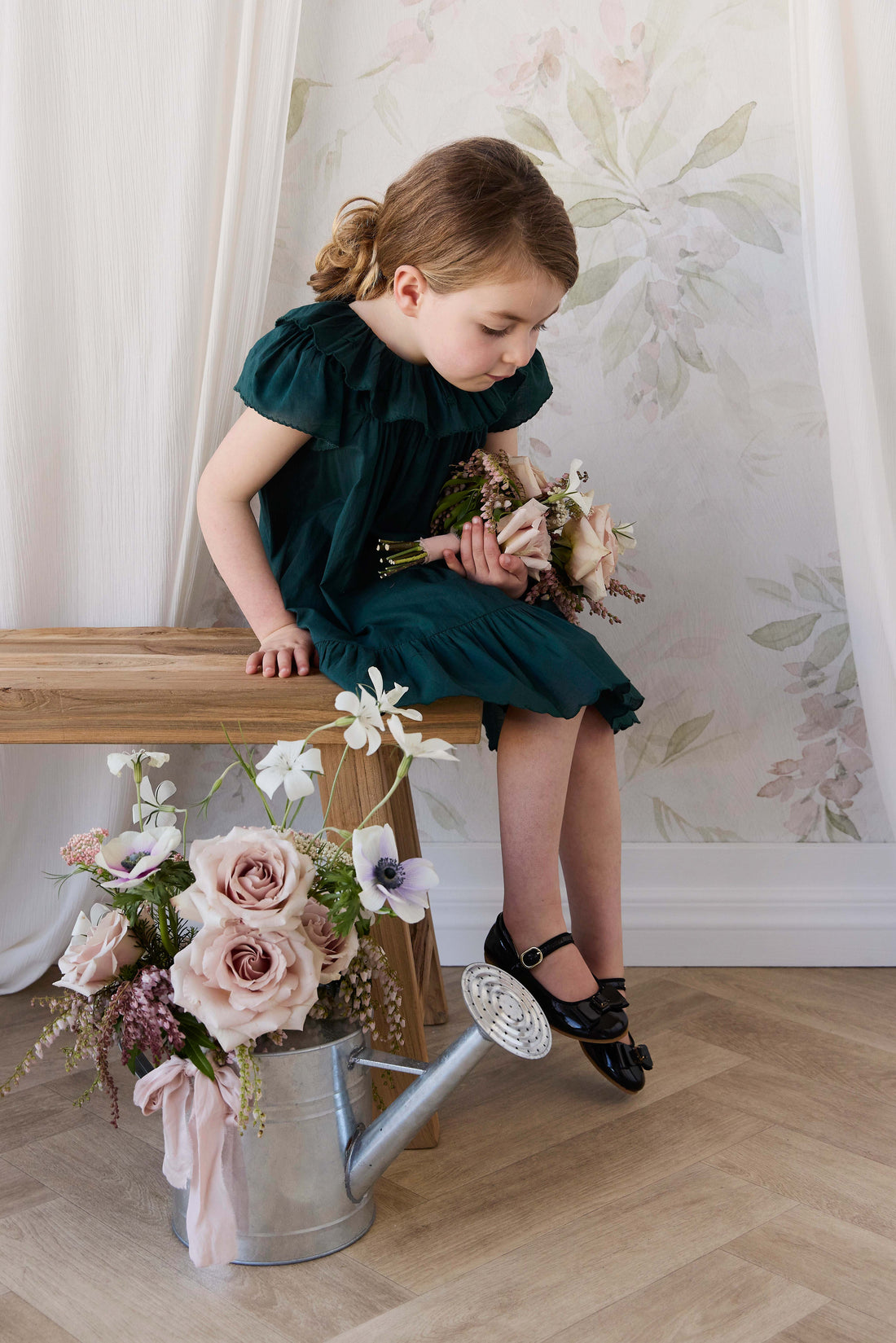 Organic Cotton Calianna Dress - Deep Fern Childrens Dress from Jamie Kay Australia