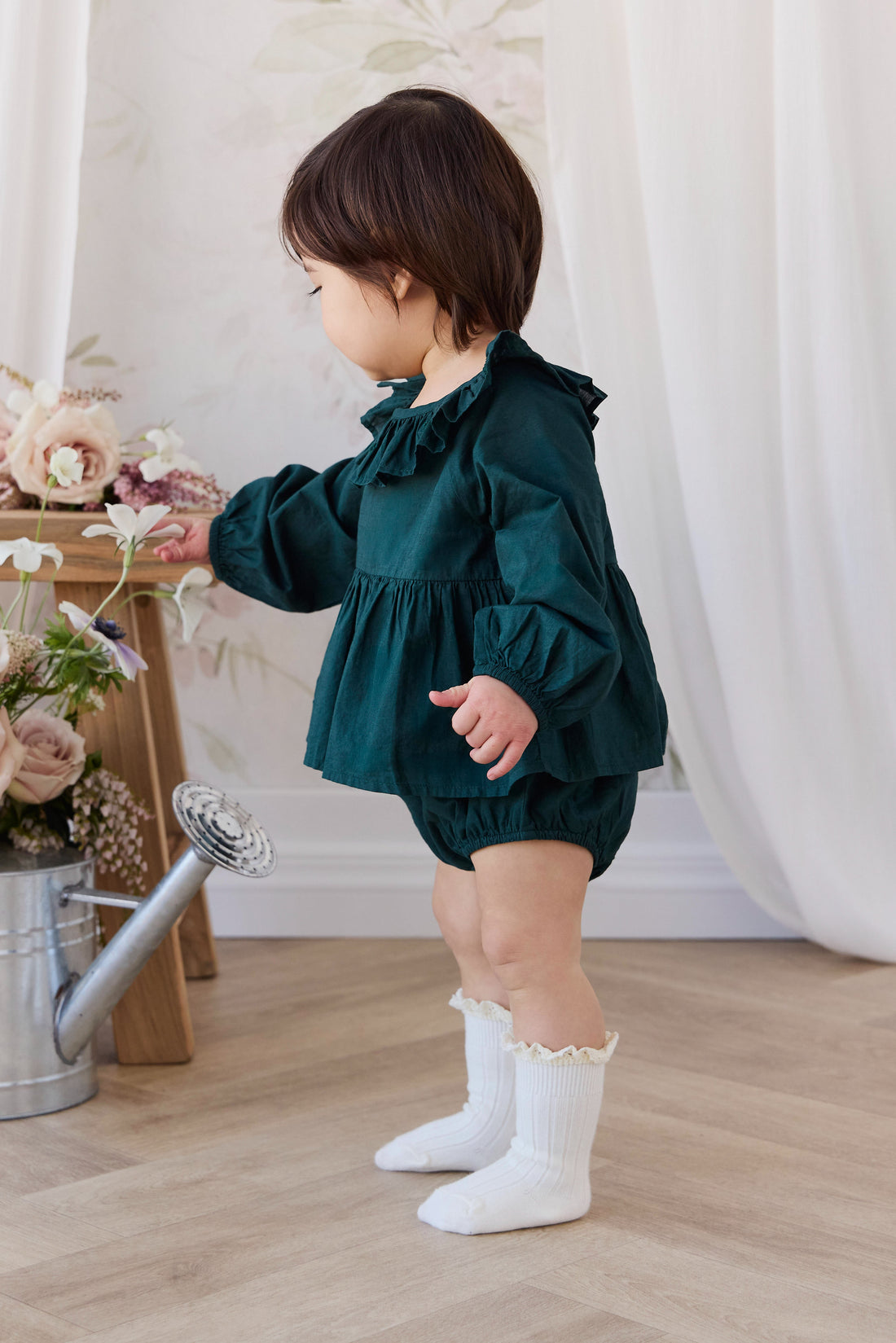Organic Cotton Hartlen Playsuit - Deep Fern Childrens Playsuit from Jamie Kay Australia