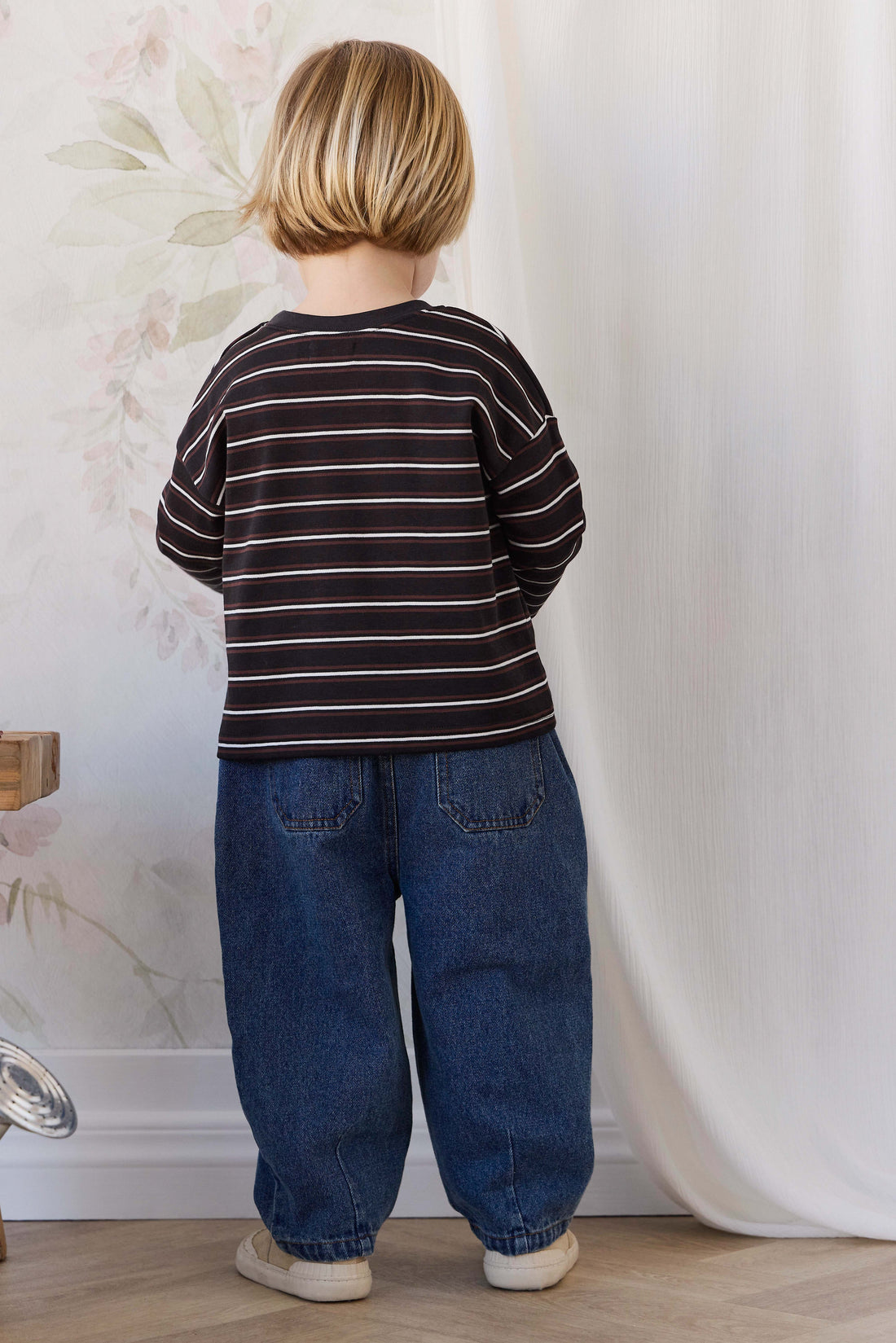 Pima Cotton Edward Long Sleeve Top - Courtside Stripe Childrens Top from Jamie Kay Australia