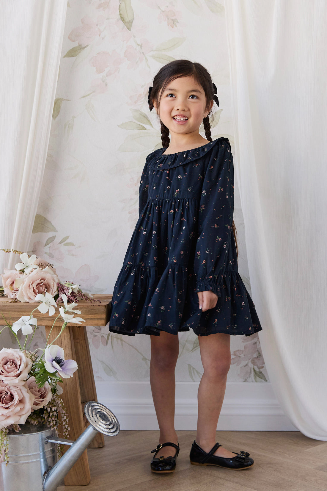 Organic Cotton Tayah Dress - Eloise Navy Childrens Dress from Jamie Kay Australia