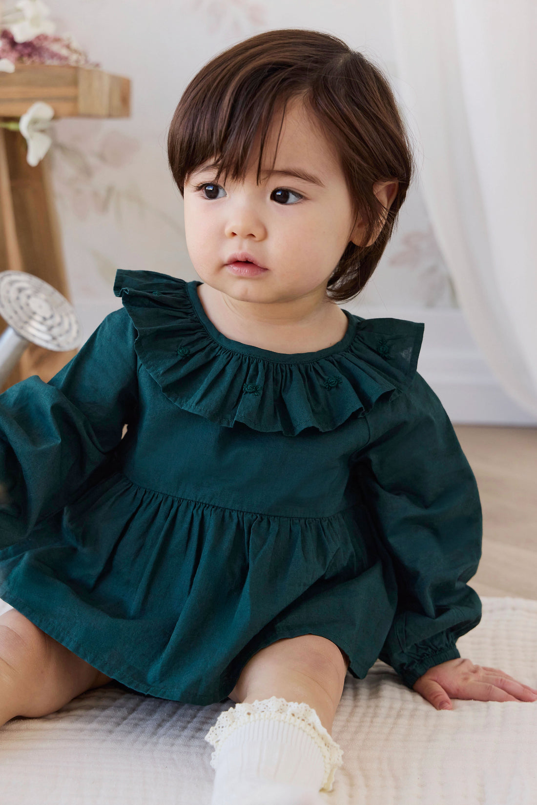 Organic Cotton Hartlen Playsuit - Deep Fern Childrens Playsuit from Jamie Kay Australia