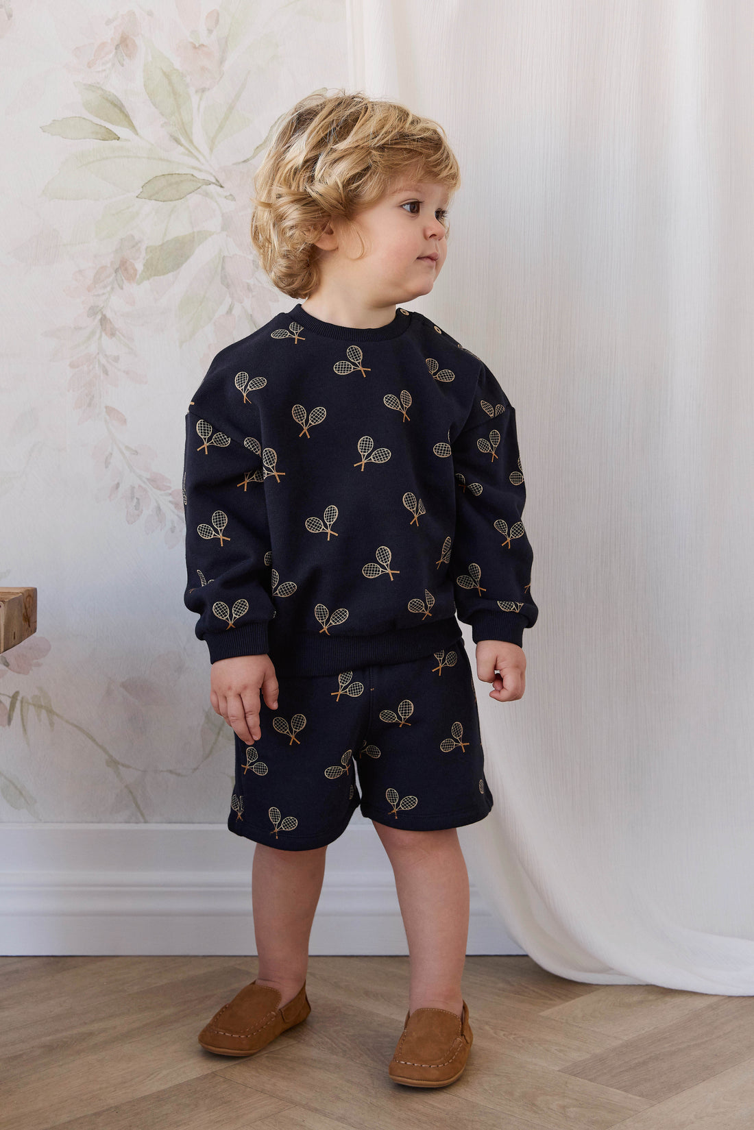Organic Cotton Jalen Short - Racquet Navy Childrens Shorts from Jamie Kay Australia