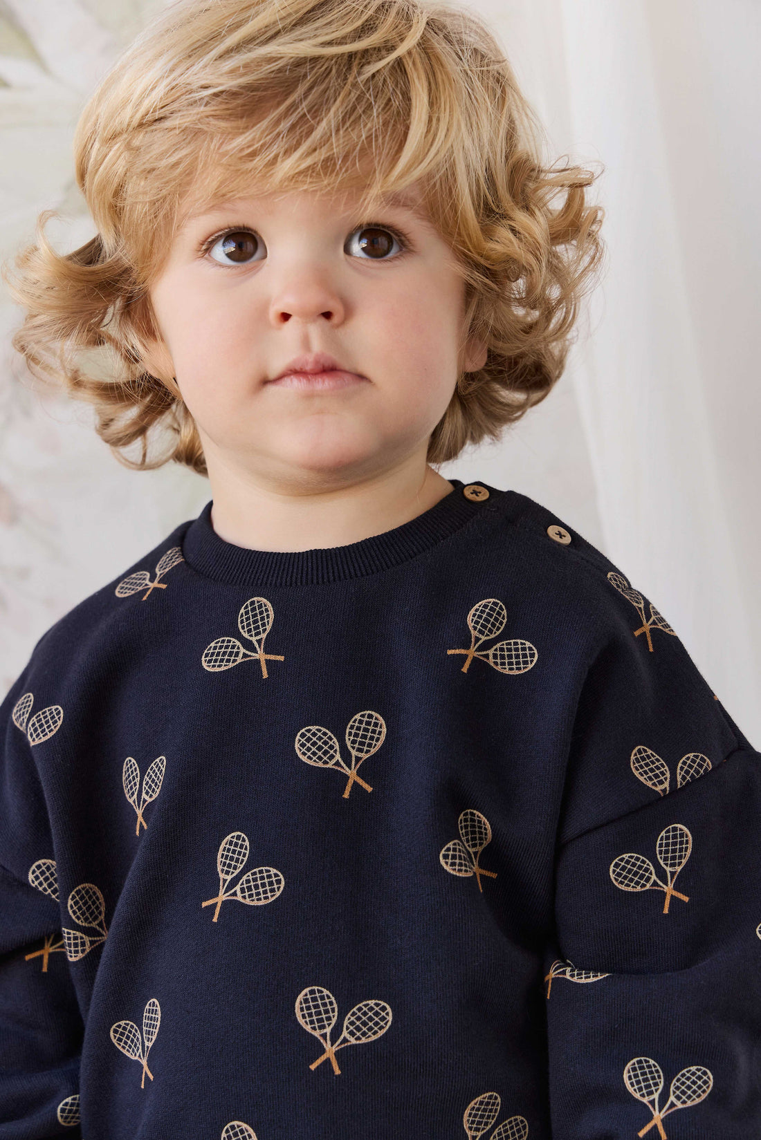 Organic Cotton Floyd Sweatshirt - Racquet Navy Childrens Sweatshirting from Jamie Kay Australia