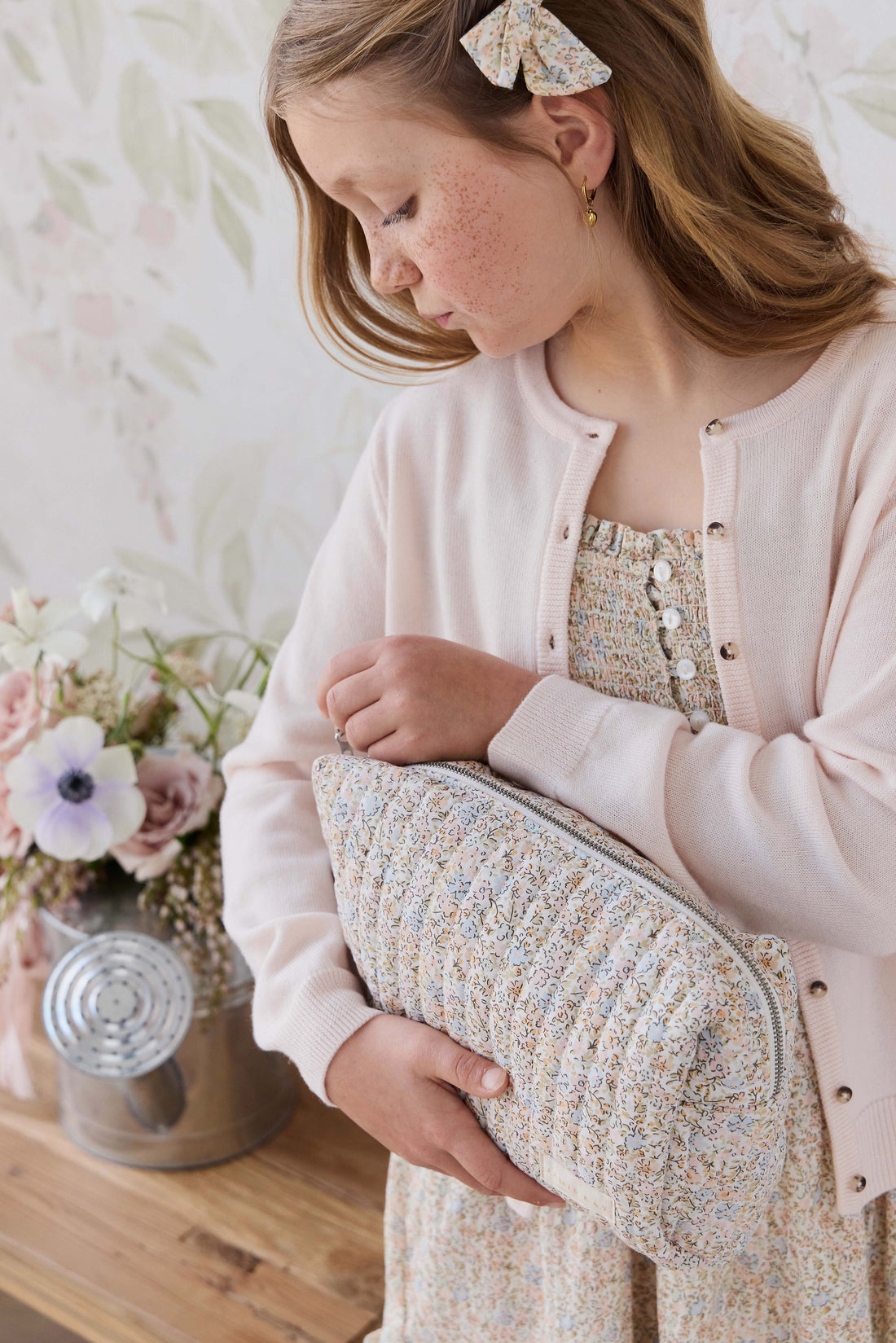 Adelaide Quilted Pouch - Tully Peach Childrens Bag from Jamie Kay Australia