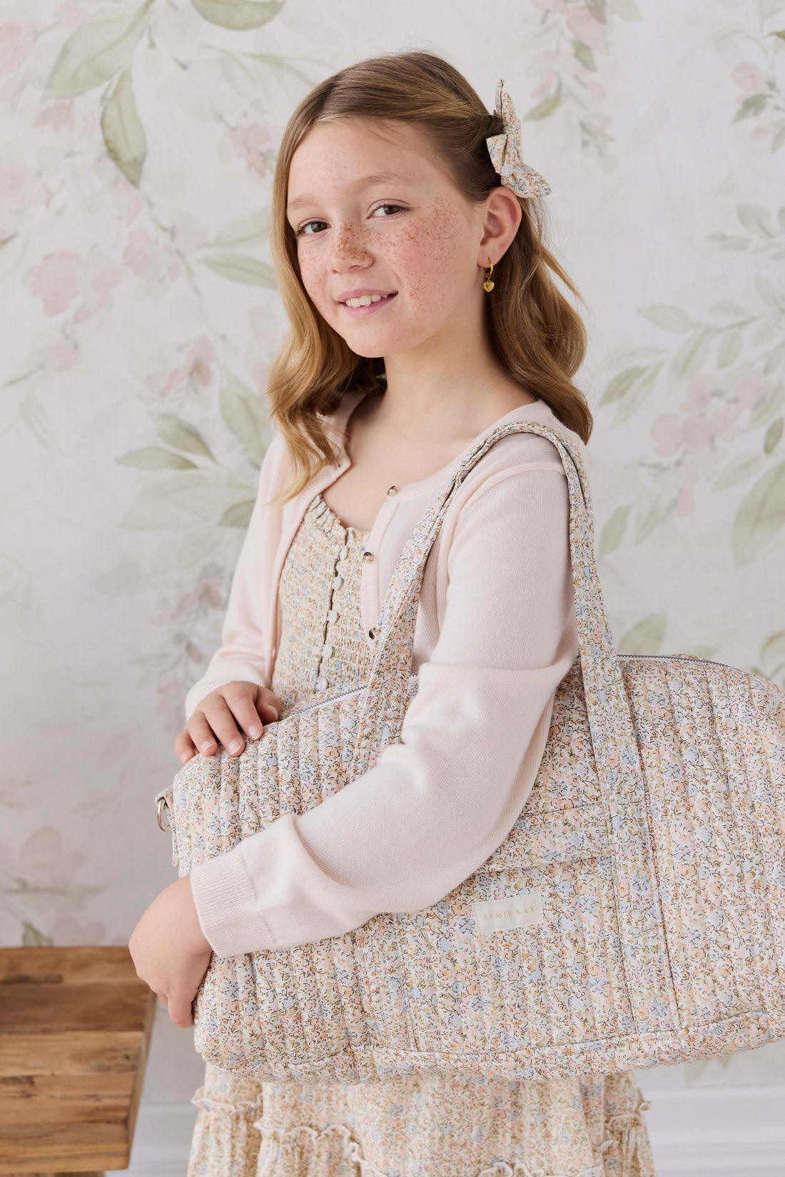 Adelaide Quilted Overnight Bag - Tully Peach Childrens Bag from Jamie Kay Australia