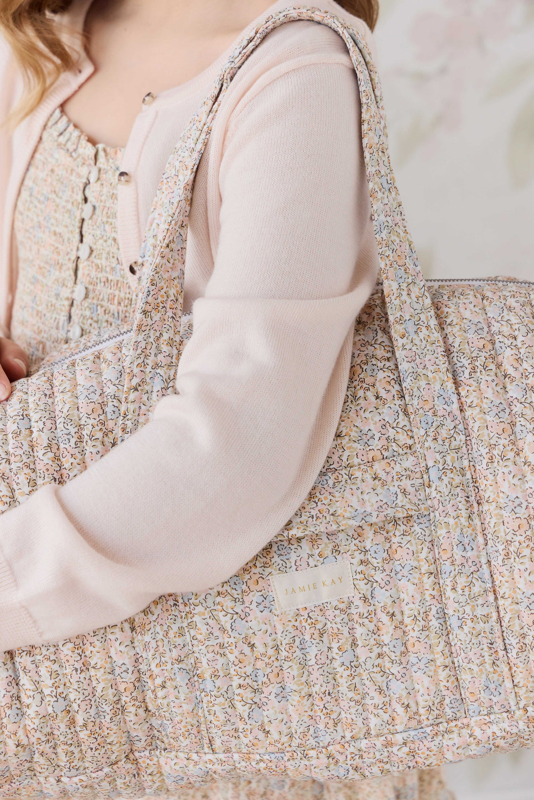 Adelaide Quilted Overnight Bag - Tully Peach Childrens Bag from Jamie Kay Australia