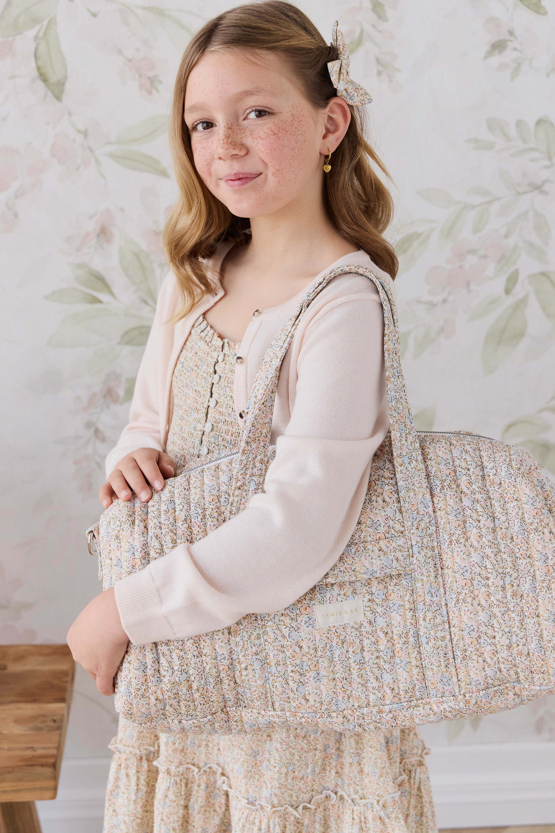 Adelaide Quilted Overnight Bag - Tully Peach Childrens Bag from Jamie Kay Australia