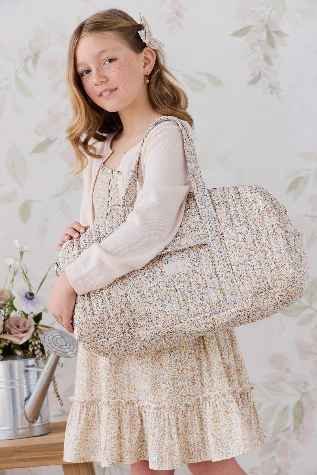 Adelaide Quilted Overnight Bag - Tully Peach Childrens Bag from Jamie Kay Australia