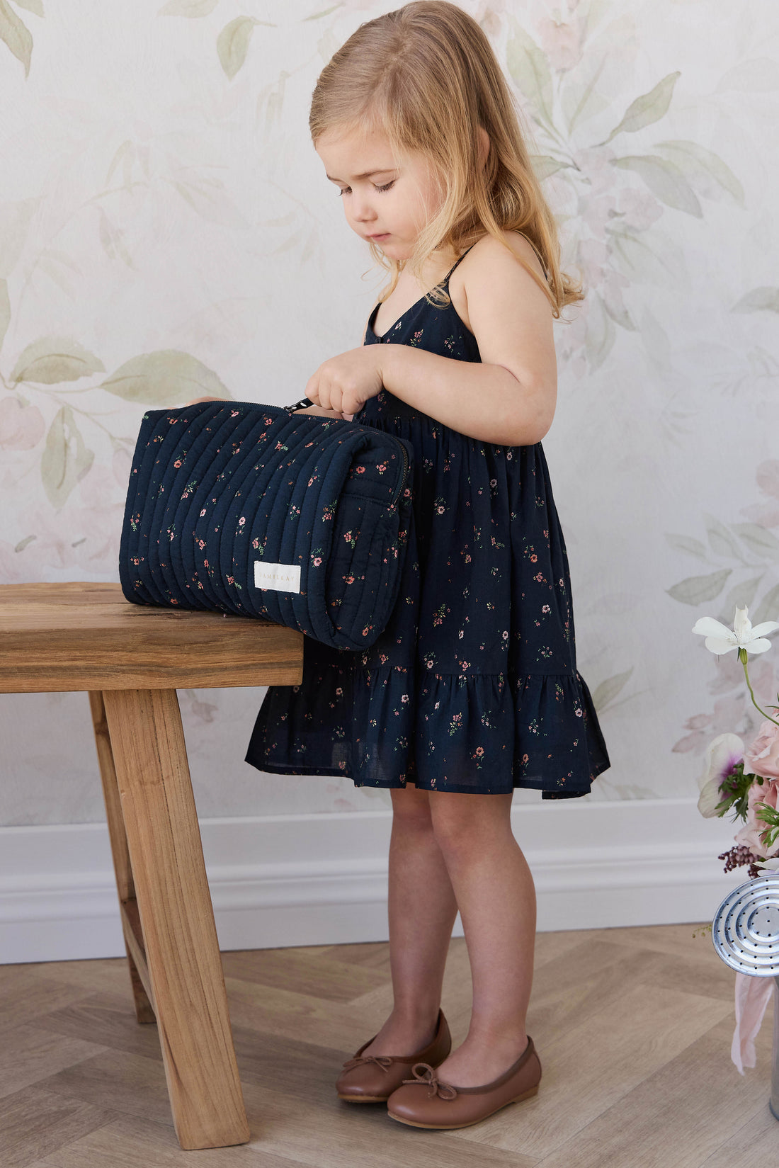 Adelaide Quilted Pouch - Eloise Navy Childrens Bag from Jamie Kay Australia