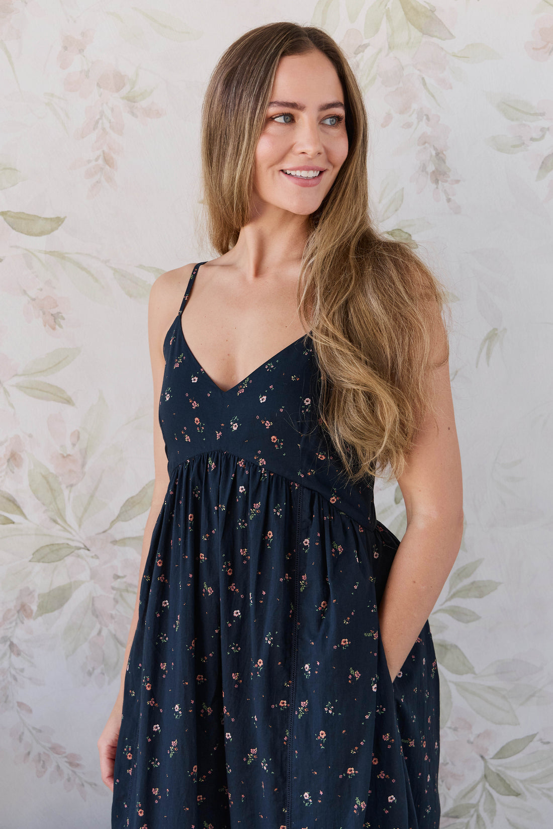 Organic Cotton Womens Whitley Dress - Eloise Navy Childrens Dress from Jamie Kay Australia
