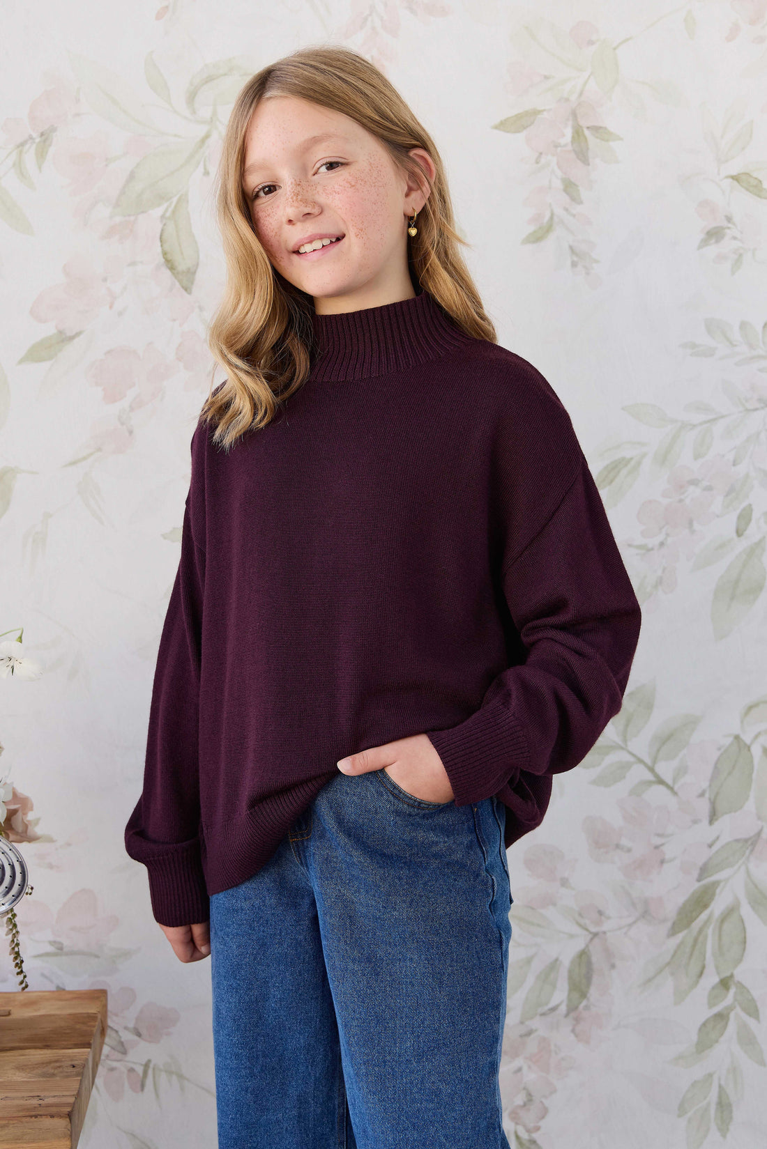 Merino Turtleneck Jumper - Blackberry Childrens Jumper from Jamie Kay Australia