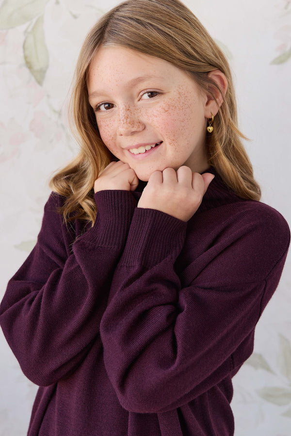 Merino Turtleneck Jumper - Blackberry Childrens Jumper from Jamie Kay Australia