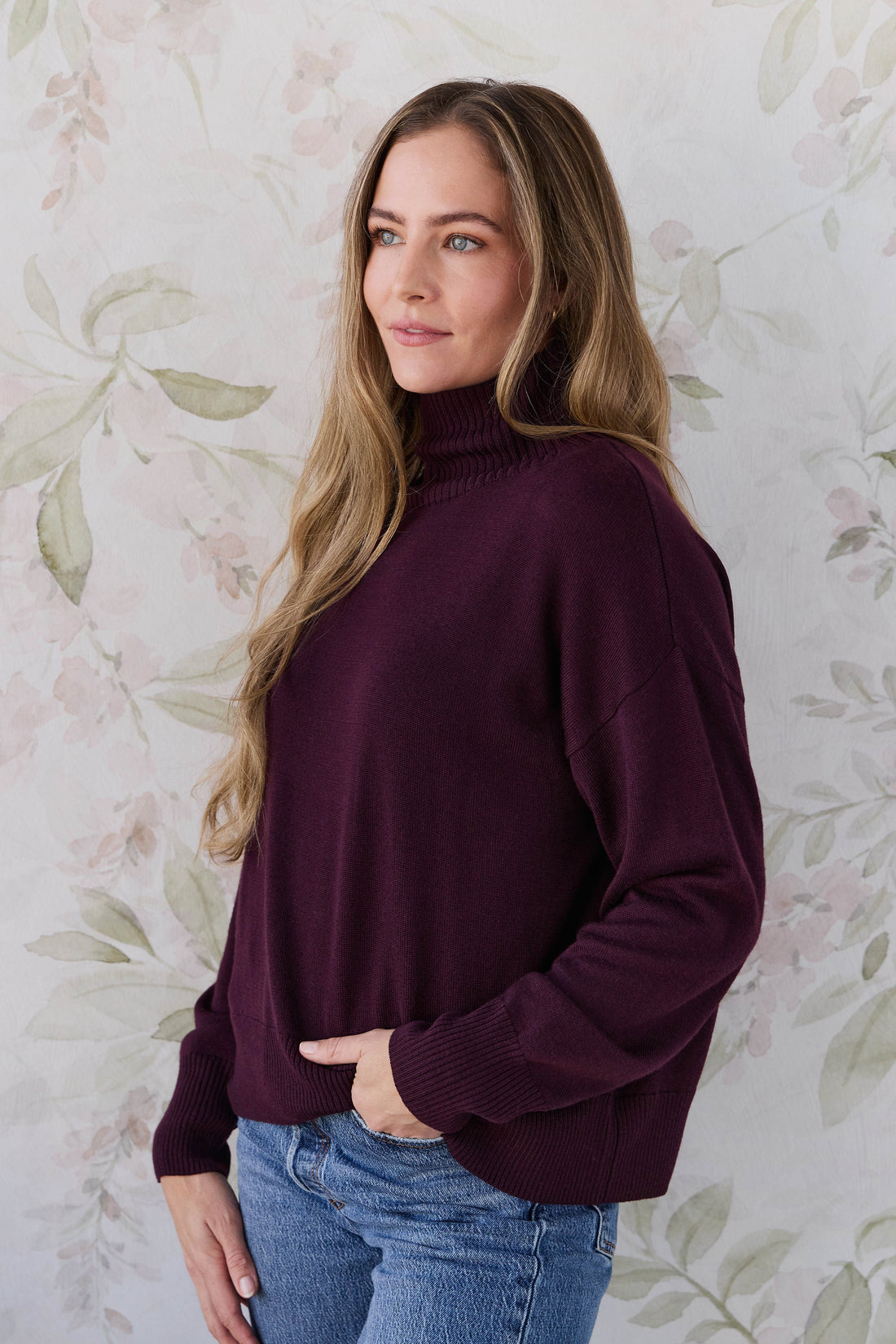 Merino Womens Turtleneck Jumper - Blackberry Childrens Jumper from Jamie Kay Australia