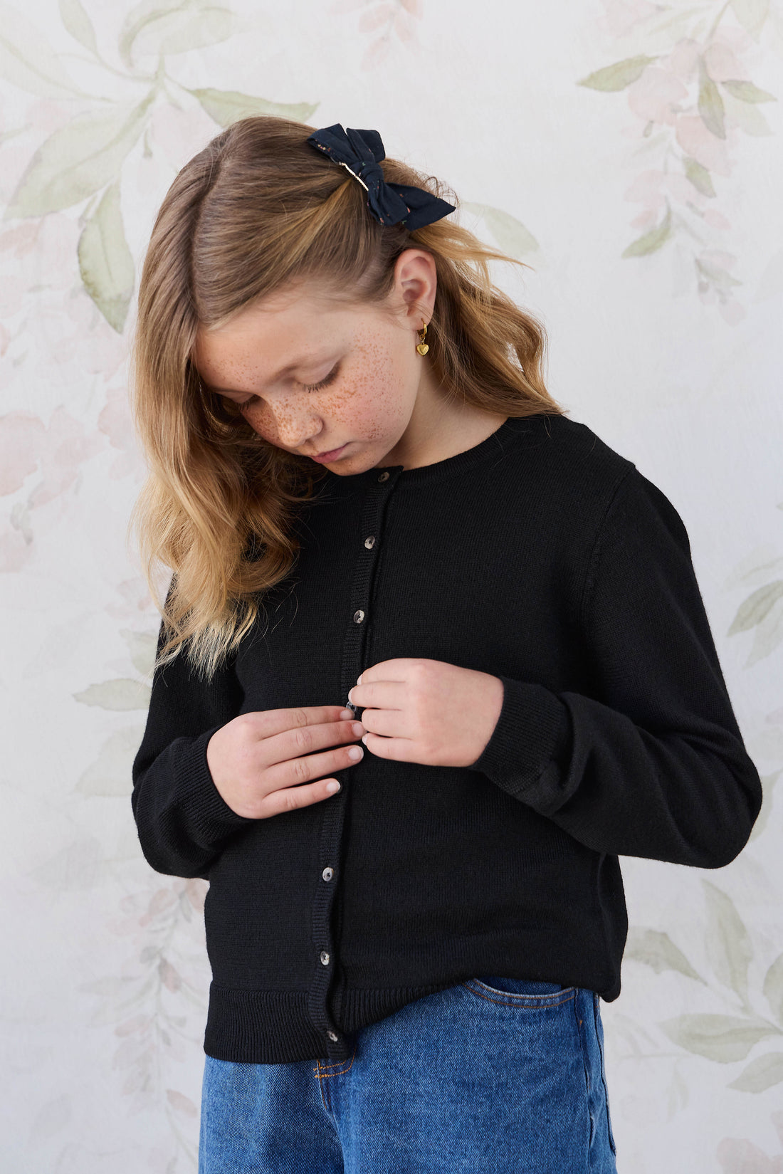 Merino Camille Cardigan - Black Childrens Cardigan from Jamie Kay Australia