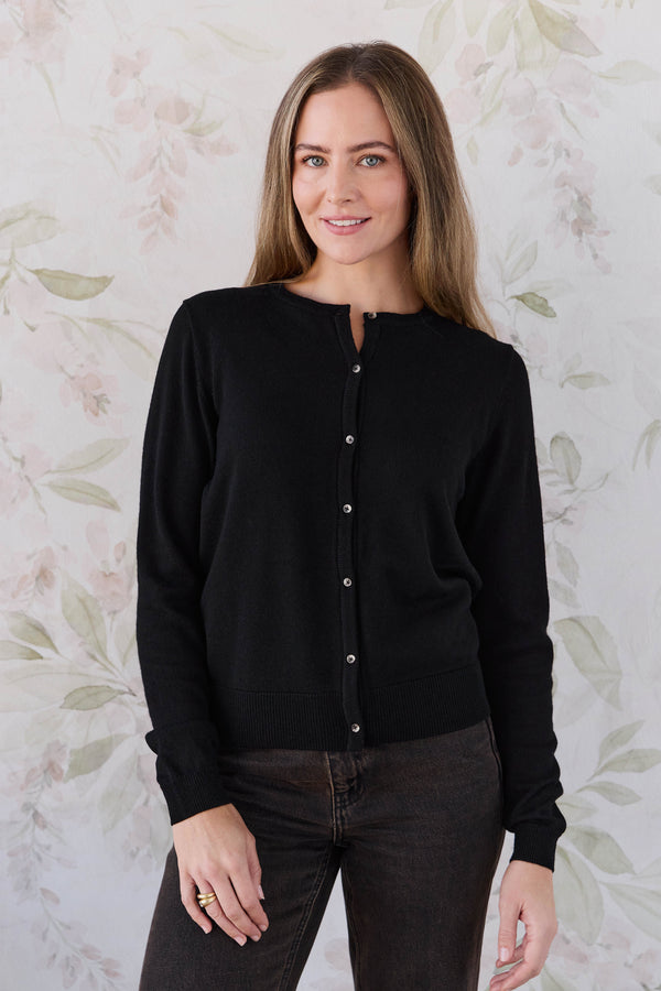 Merino Camille Womens Cardigan - Black Childrens Cardigan from Jamie Kay Australia