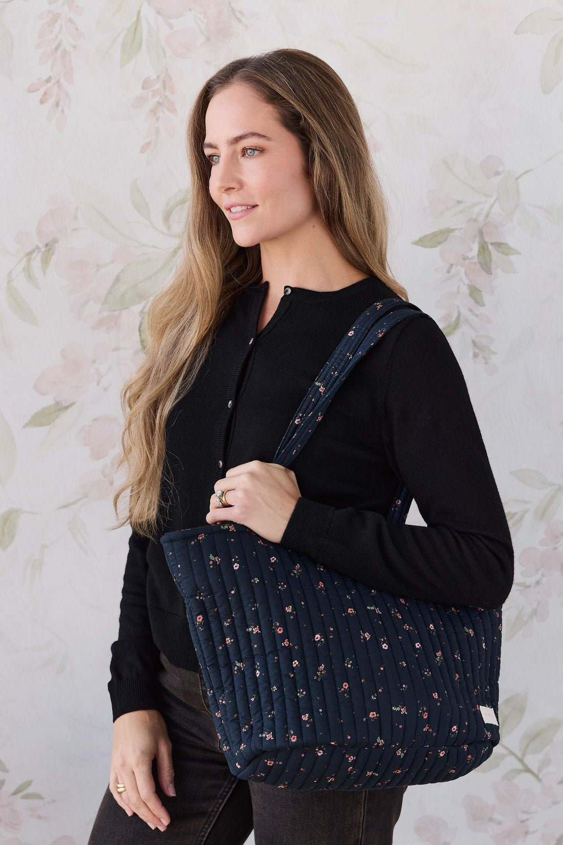 Emiko Quilted Tote - Eloise Navy Childrens Bag from Jamie Kay Australia