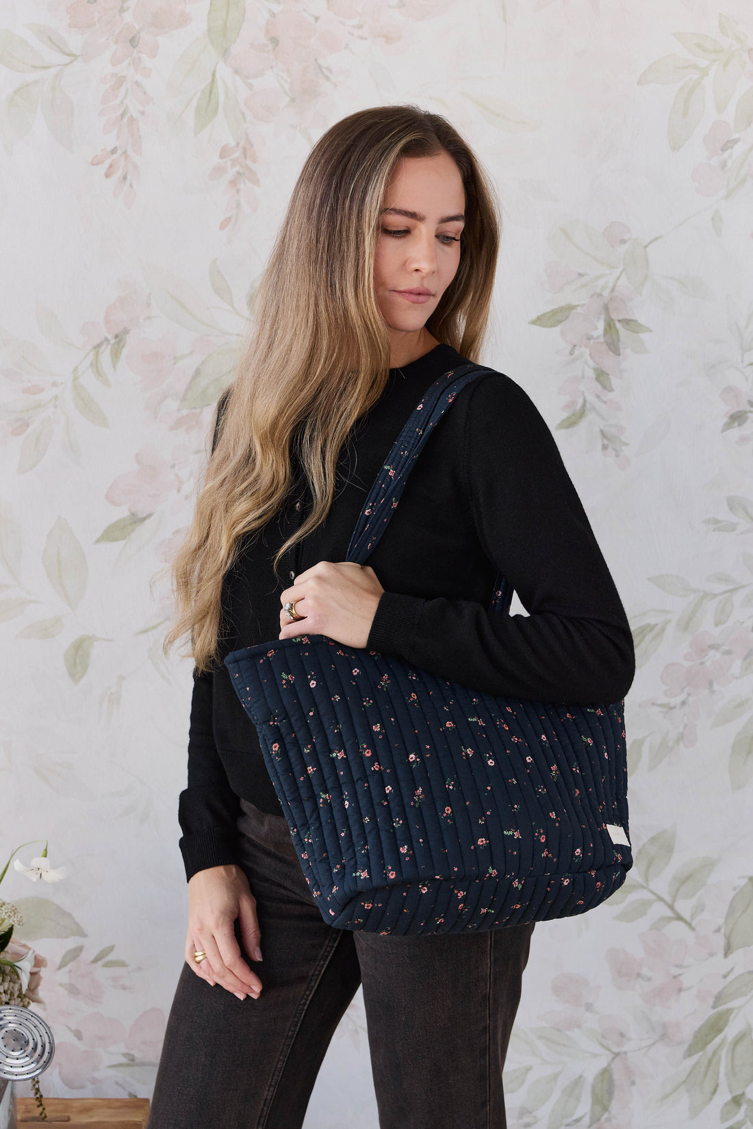 Emiko Quilted Tote - Eloise Navy Childrens Bag from Jamie Kay Australia