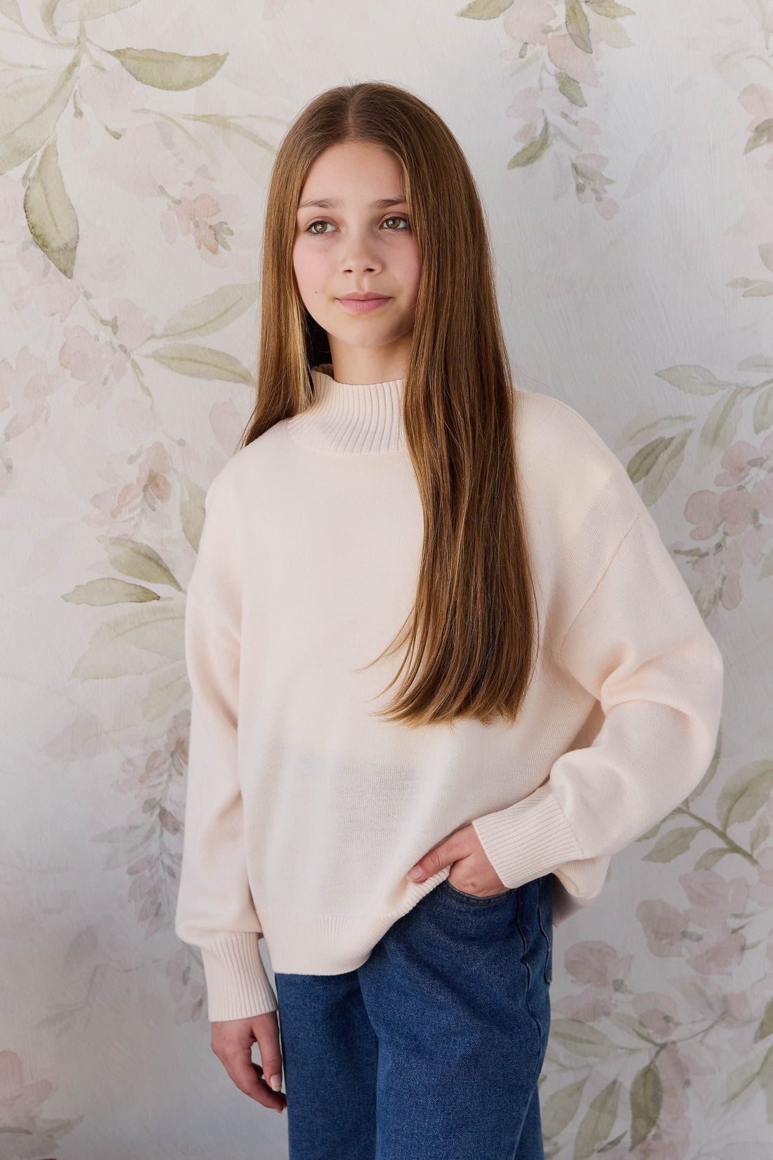 Merino Turtleneck Jumper - Ivory Childrens Jumper from Jamie Kay Australia