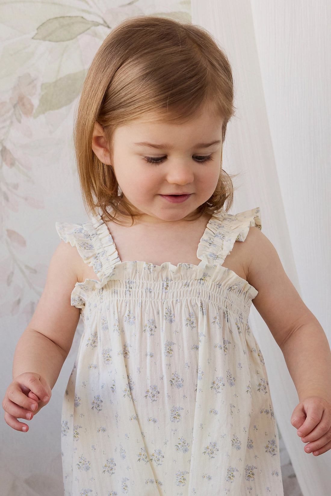 Organic Cotton Catalina Playsuit - Justine Vanilla Sky Childrens Playsuit from Jamie Kay Australia