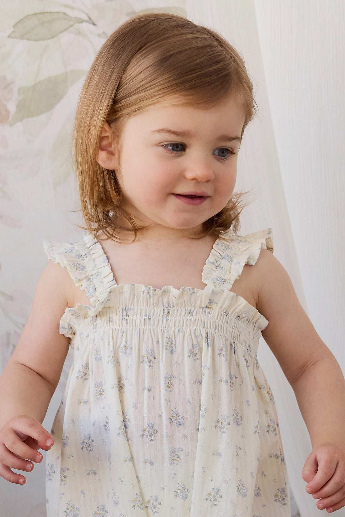 Organic Cotton Catalina Playsuit - Justine Vanilla Sky Childrens Playsuit from Jamie Kay Australia