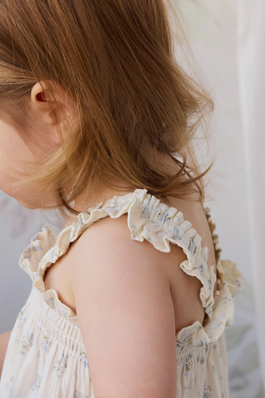 Organic Cotton Catalina Playsuit - Justine Vanilla Sky Childrens Playsuit from Jamie Kay Australia