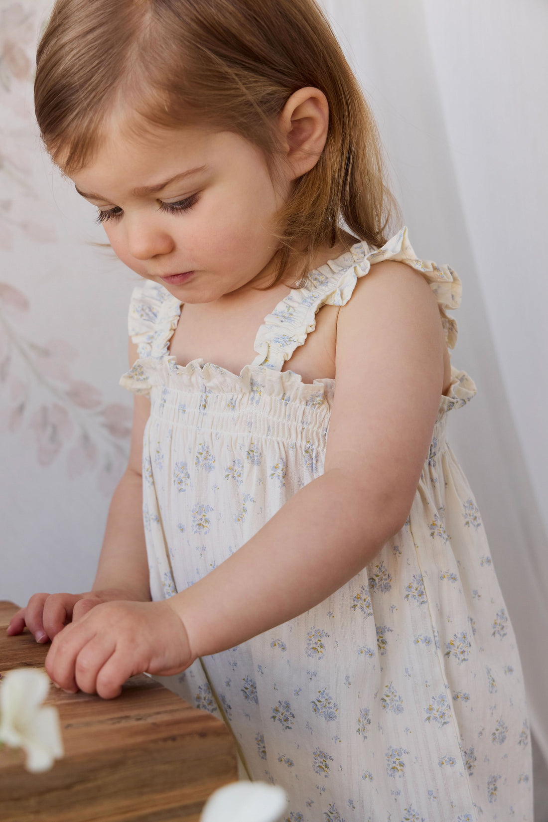 Organic Cotton Catalina Playsuit - Justine Vanilla Sky Childrens Playsuit from Jamie Kay Australia