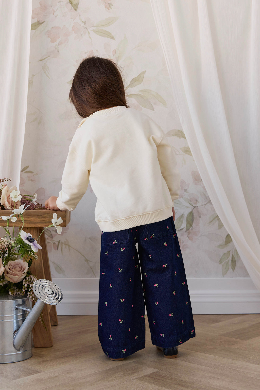 Organic Cotton Rhea Sweatshirt - Berry Cat Egret Childrens Sweatshirt from Jamie Kay Australia